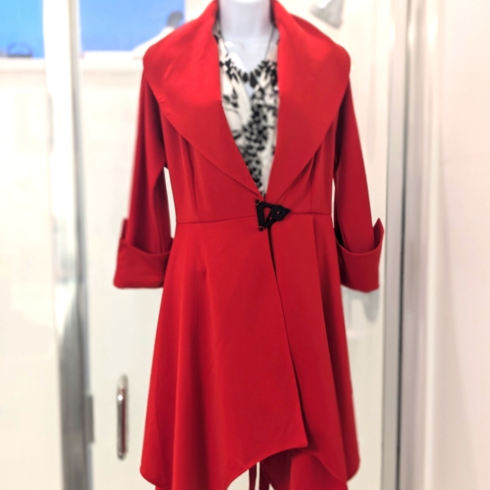 Elegant Red Dress Coat